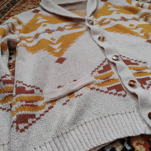 Men's Cowl Neck Button up Sweater - Picture 2 of 6